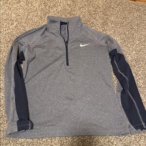 Nike Heather Gray and Navy Quarter-Zip Pullover